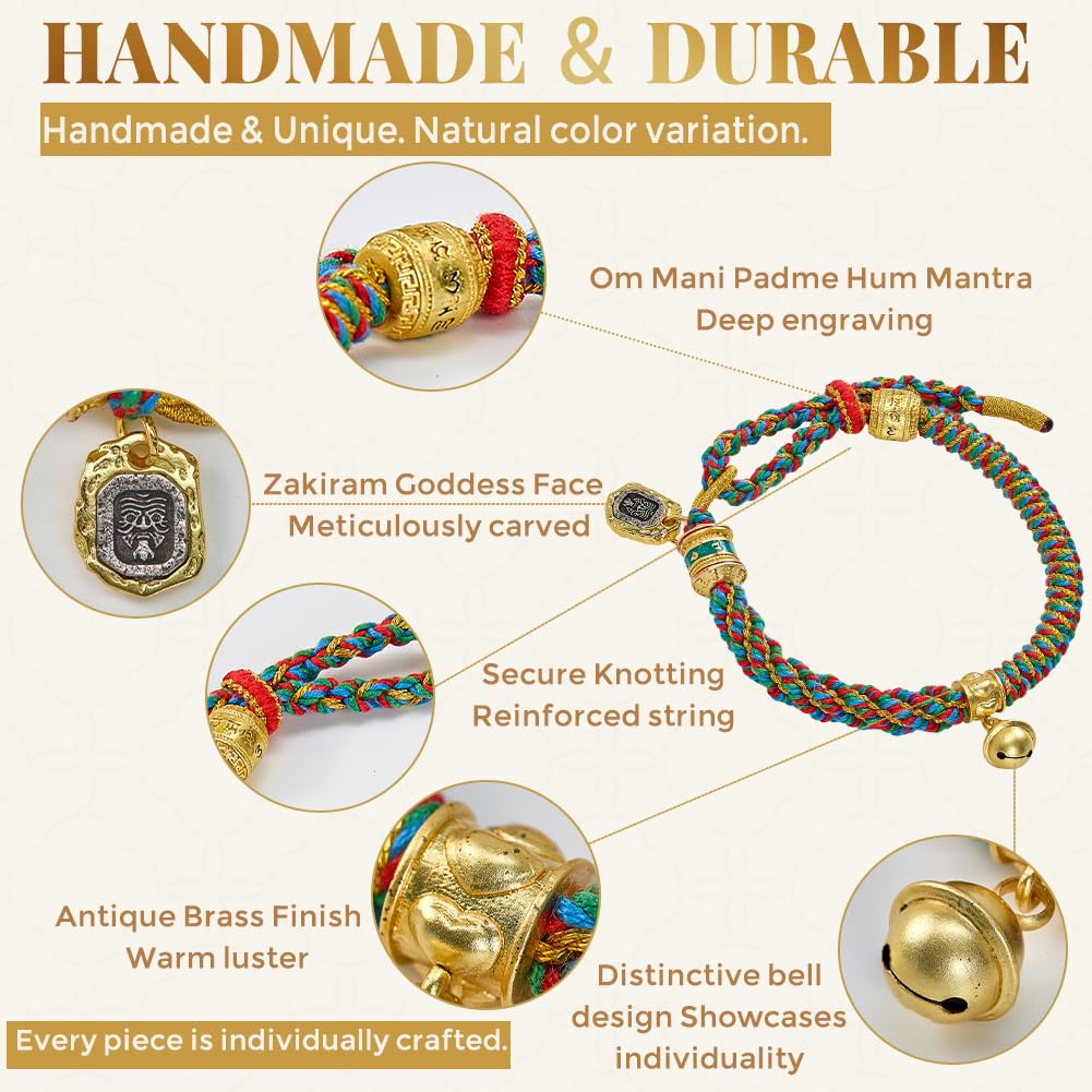 Buddha Stones Tibetan Blessed Wealth Charm Rope Bracelet, Includes Gift Box