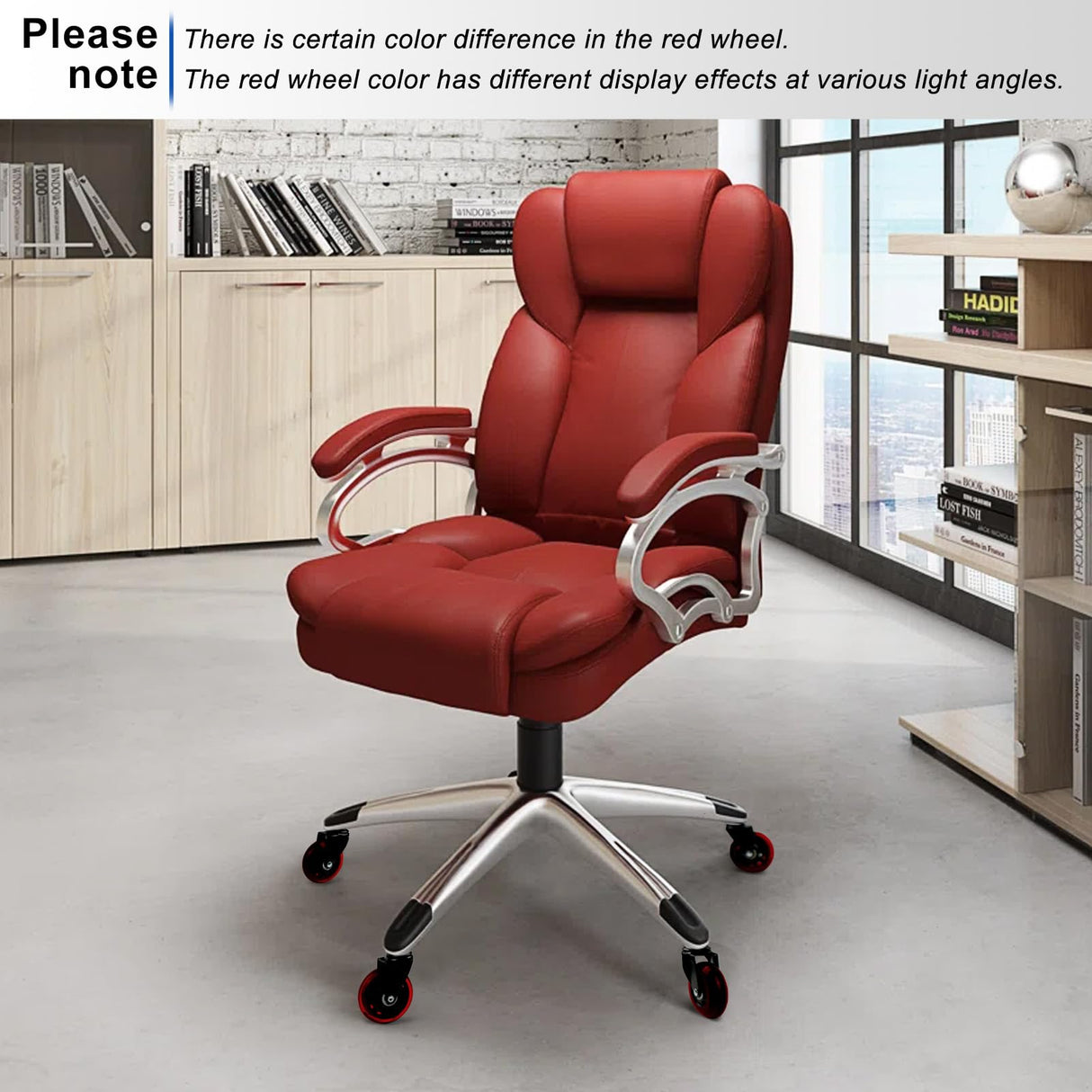 Office Chair Wheels for Casters Replacement - 3" Rubber Wheels for Computer Gaming Desk Caster Wheels Smooth & Safe Rolling for All Floors Including Hardwood and Carpet - Set of 5 - Red