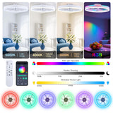 STERREN RGB Ceiling Fans with Lights, 20'' Smart LED Ceiling Fan with Remote/APP Control, Modern Low Profile Bladeless Chandelier Fan, Dimmable White Fandelier for Bedroom, Living Room, Kitchen
