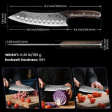 SYOKAMI Japanese Kitchen Knife, 8.2 Inch Chef Knife, Carbon Steel Kiritsuke, Razor Sharp Santoku for Precision Cutting, Damascus Pattern, Full Tang Wood Handle,Thanksgiving Christmas Cooking Gifts