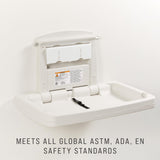 Rubbermaid Commercial Products Horizontal Baby Changing Station, Light Platinum, Wall-Mounted Fold-Down Diaper Change Table with Safety Straps for Restaurants/Hotels/Schools/Airports