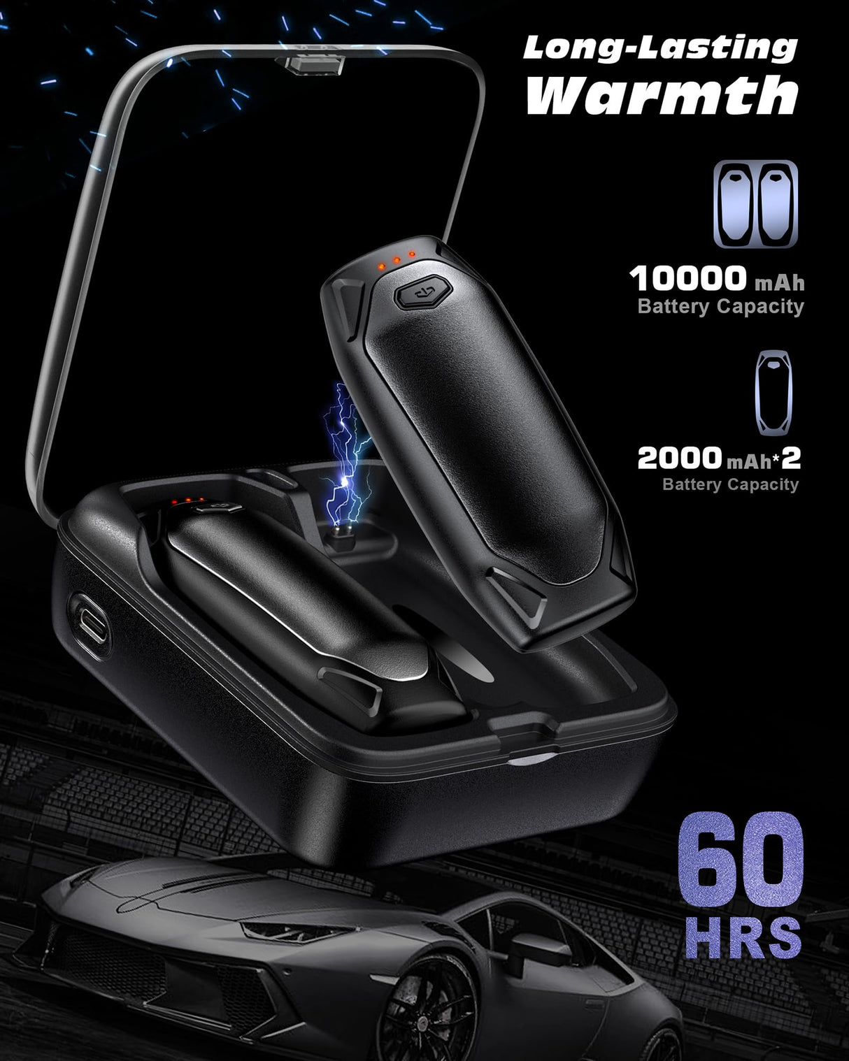 Kesguar Hand Warmers Rechargeable - 2 Pack 14000mAh AI Electric Hand Warmers with Charging Case, Magnetic 2 in 1 Pocket Handwarmers, Portable Heater Gifts for Women/Men/Christmas/Golf/Camping/Hunting