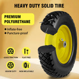4.80/4.00-8" Tire and Wheel Flat Free 16", Solid Wheelbarrow Tire with 5/8" & 3/4" Bearings 3" Centered Hub, 14"-16" Universal Fit Wheelbarrow Tires for Hand Truck/Garden Trailer/Trolley/Wagon (1)