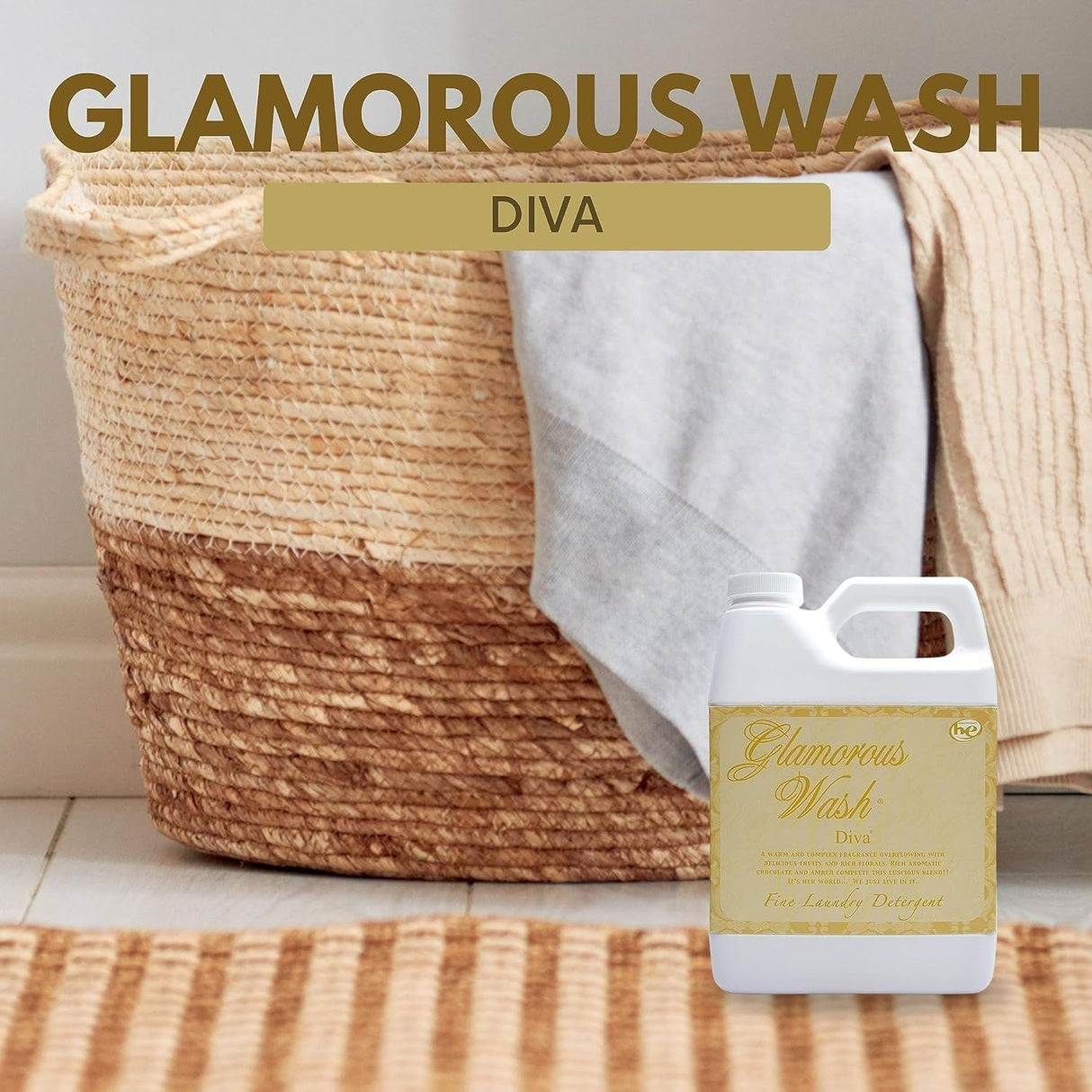Tyler Candle Company Wash Diva 32 Fl oz HE, BZ Laundry Detergent/with Glamorous Sachet Single Pouch L