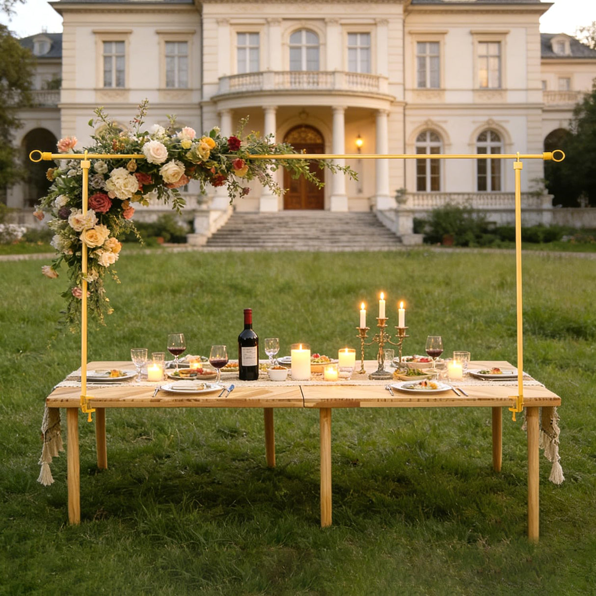 Over The Table Rod Stand with Clamps, Gold Table Arch Stand with Clamps