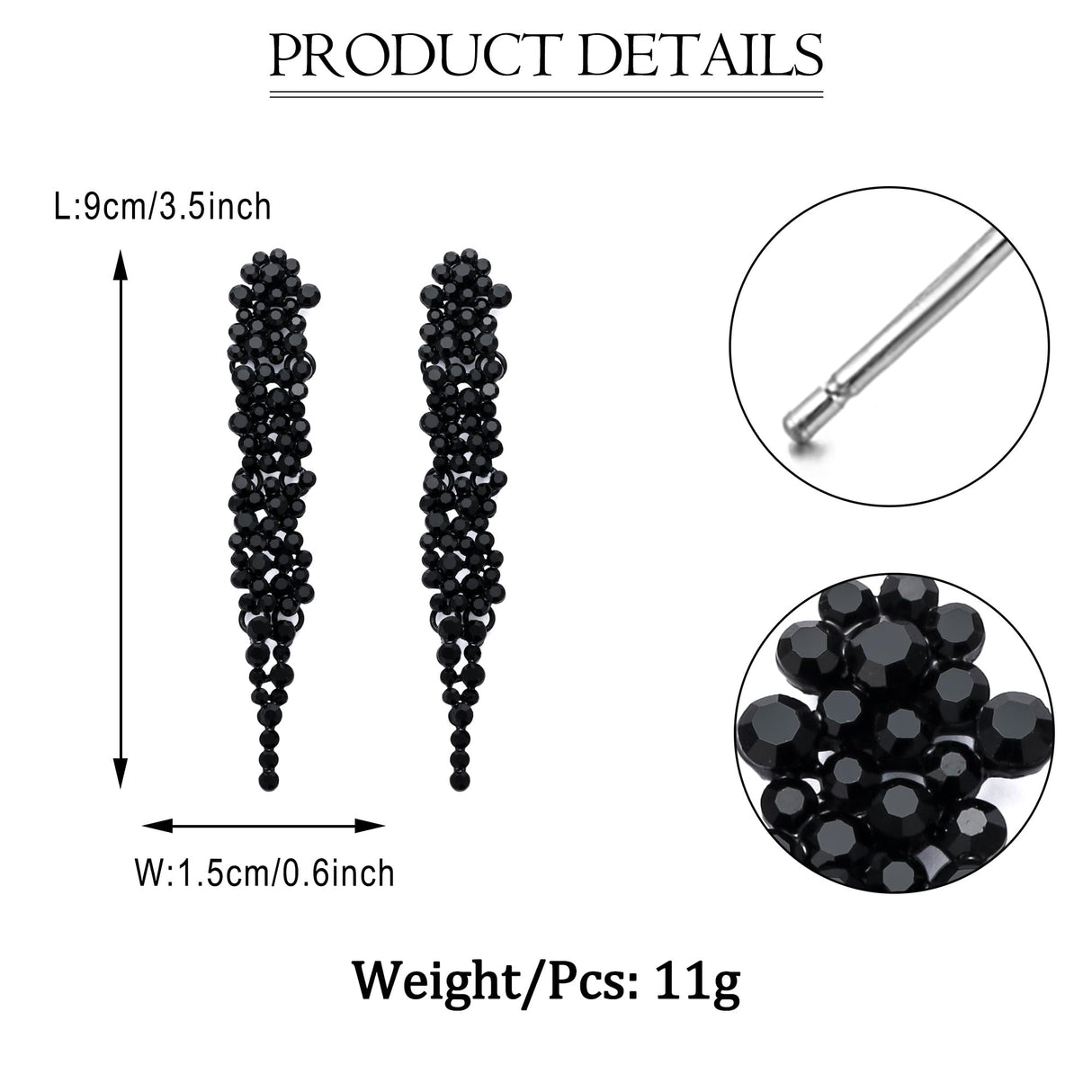 EVER FAITH Austrian Crystal Art Deco Chandelier Long Dangle Earrings Black