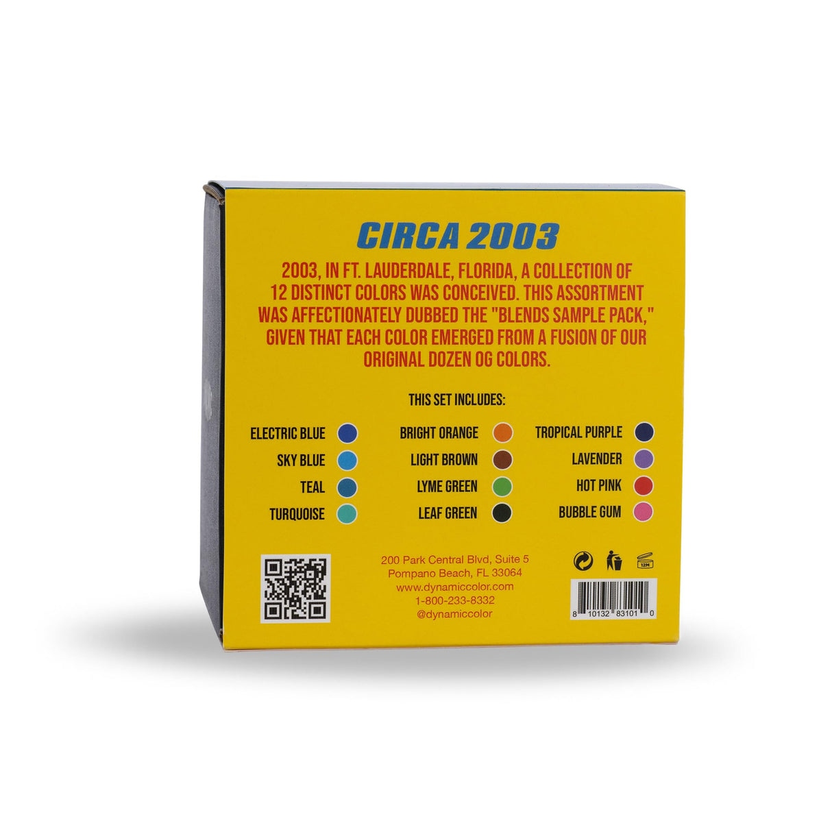 Dynamic Color Co - Circa Color Set 1oz Includes: Electric Blue, Sky Blue, Teal, Turquoise, Bright Orange, Light Brown, Lyme Green, Leaf Green, Tropical Purple, Lavender, Hot Pink, Bubble Gum Pink