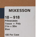 McKesson Disposable Pillow Case Covers [100 Count] Bulk Pillowcase, Single-Use for Medical Hospital Travel, Standard Size, Blue, 21 in x 30 in