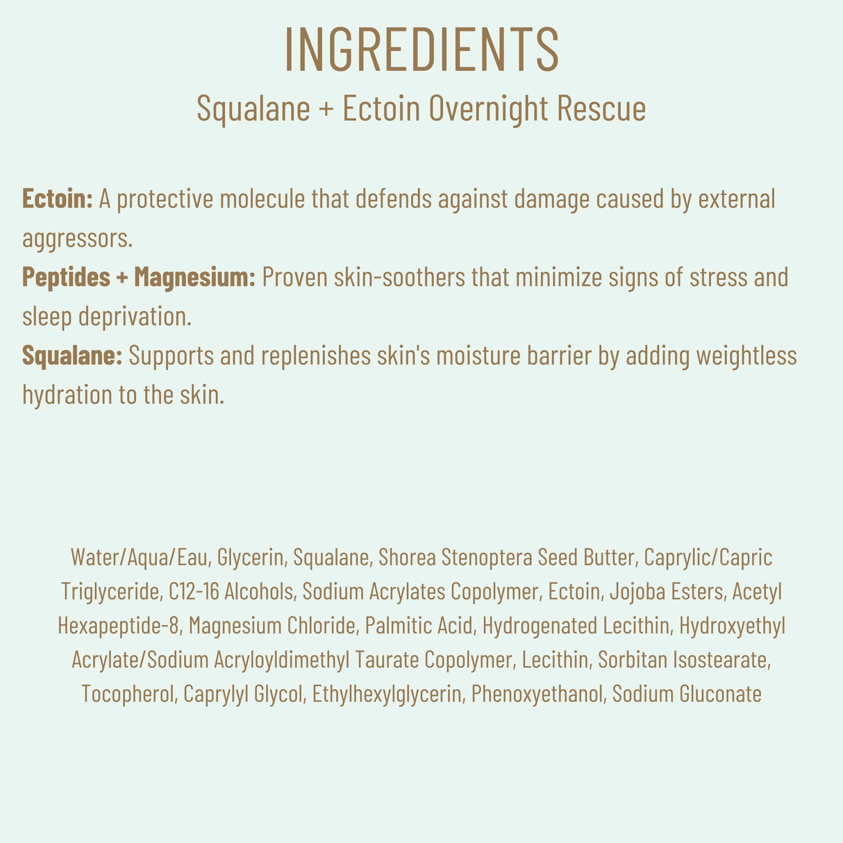 BIOSSANCE Squalane + Ectoin Overnight Rescue, hydrating, Firming and Smoothing Skin Care Treatment, 1.6oz