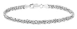 Miabella Italian 925 Sterling Silver or 18K Gold Plated 4mm Byzantine Link Chain Anklet Ankle Bracelet for Women, Made in Italy (sterling silver, Length 10 Inches)