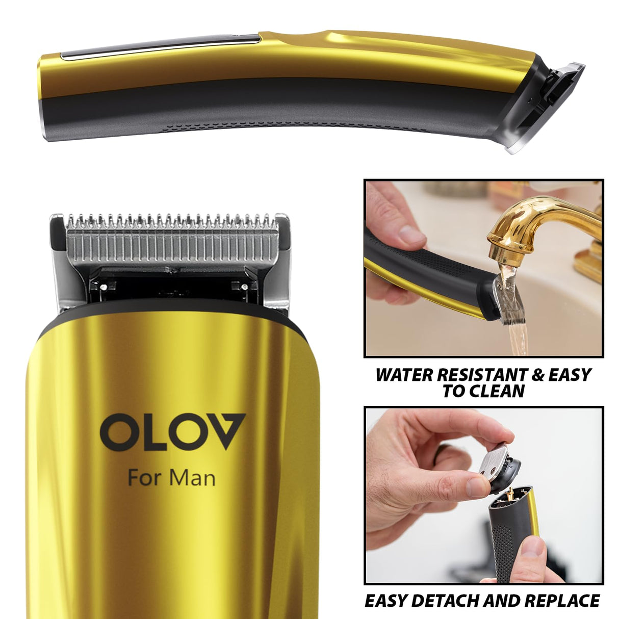 Beard Trimmer, 21 Piece Mens Grooming Kit and Hair Clipper, Cordless Rechargeable Electric Razor for Beard, Face, Nose, Hair Trimmer, Gold