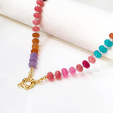 HAXIYA Colorful Beaded Gemstone Necklace for Women Boho Choker for Beach