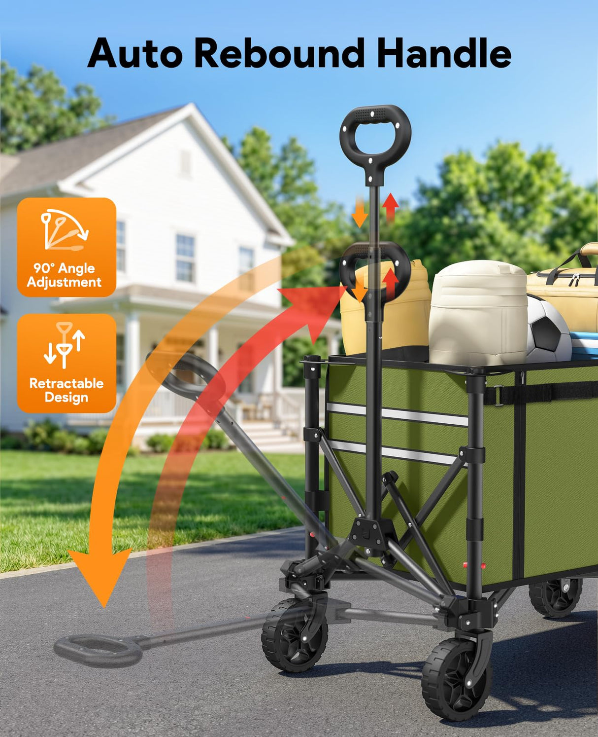 Collapsible Wagon with Wheels,120L Wagon Cart for Camping Groceries Beach