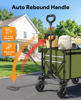 Collapsible Wagon with Wheels,120L Wagon Cart for Camping Groceries Beach