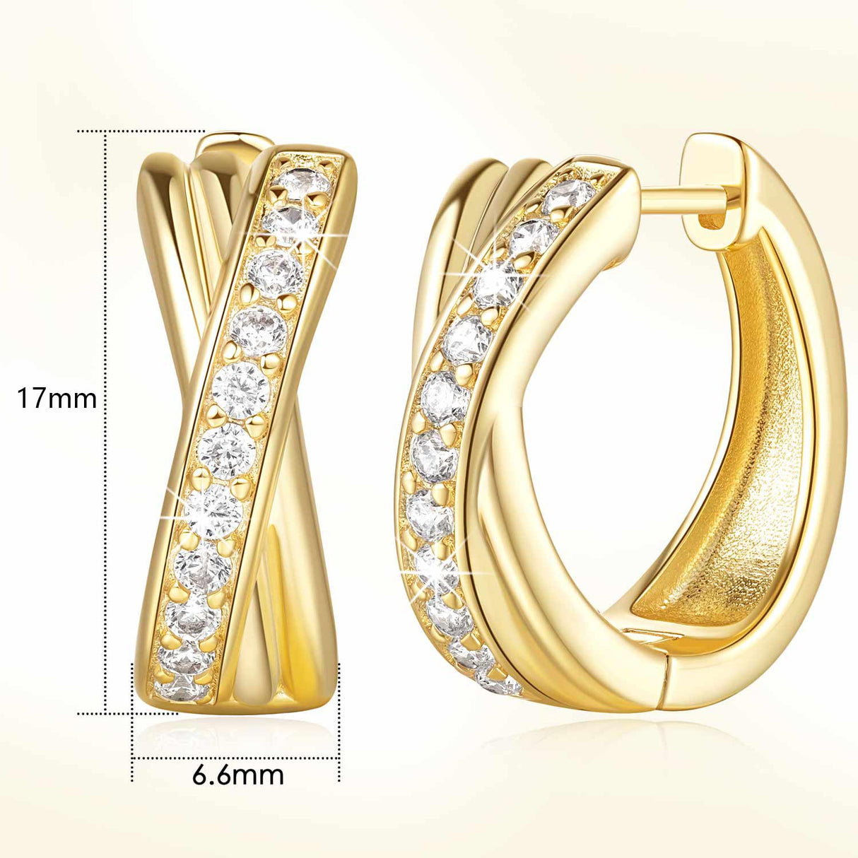 BANGALO 14K Gold Earrings for Women Good Huggie Earrings 17mm