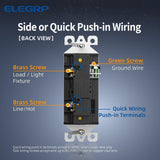 ELEGRP Matte Champagne Gold Single Pole Decorator Light Switch, 15A 120-277V, Paddle Rocker Switch, On/Off Wall Switch, Self-Grounding, Residential Grade, with Mid Wall Plate, UL/CUL, 2 Pack