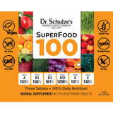 Dr. Schulze's Superfood 100 | Vitamin & Mineral Herbal Concentrate | Dietary Supplement | Daily Nutrition & Increased Energy | Gluten-Free & Non-GMO | Vegan & Organic | 270 Tabs