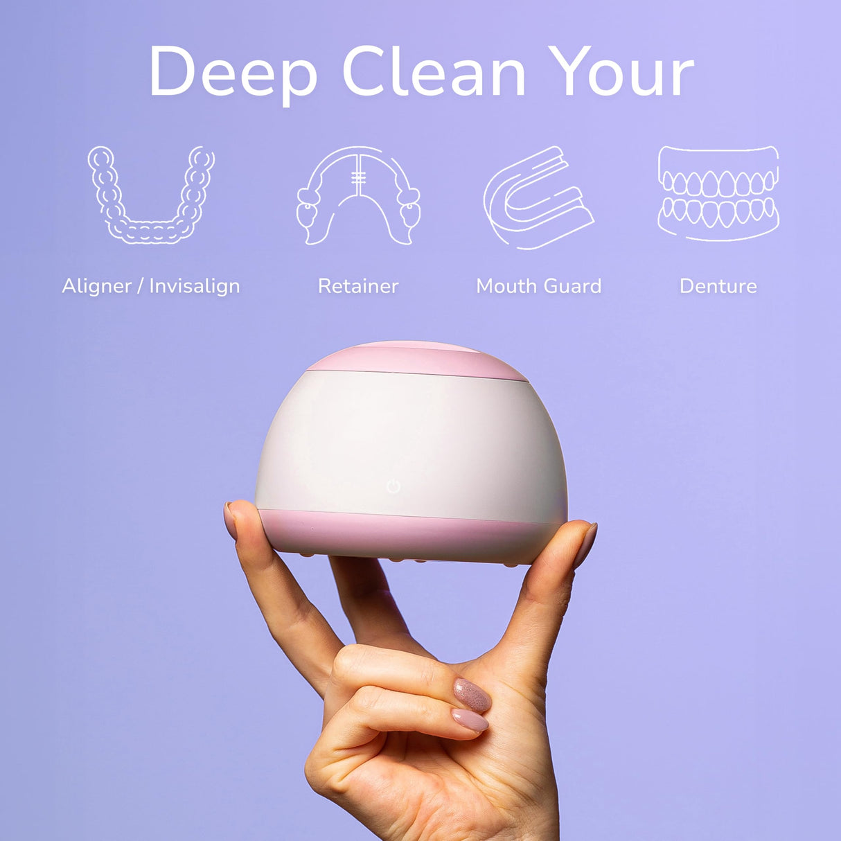 Zima Dental Pod | Rose Pink | Ultrasonic Retainer Cleaner Machine | Aligner, Nightguard, Mouth Guard, Denture Cleaner | Oral Dental Care FSA HSA Approved