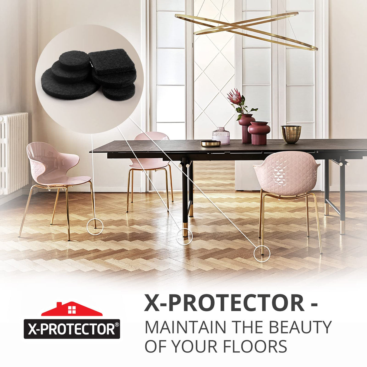 X-Protector 357 Pcs Black Felt Furniture Pads - Huge Quantity of Anti-Scratch, Heavy Duty Floor Protectors for Hardwood, Tile, Laminate - Suitable for Chairs, Tables, Sofa, Bed, Cabinet, Ottoman