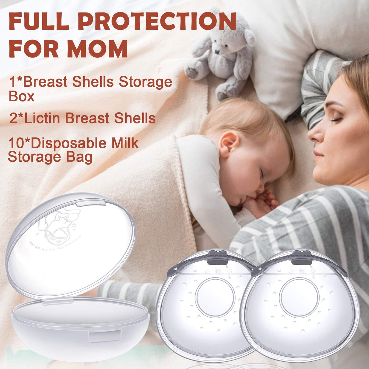 Lictin Breast Shell Breastmilk Collector for Breastfeeding-2 Pcs Silicone Breast Pad Nursing Cup Milk Saver for Nursing Moms Protect Sore Nipples Soft and Reusable with Box