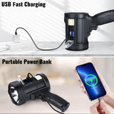 Sigoobal Rechargeable Spotlight,2000000 LM Super Bright Handheld Spot Light LED Flashlight High Lumens,Powered Spotlight Large Searchlight Outdoor with Solar Panels for Boating Camping Hunting