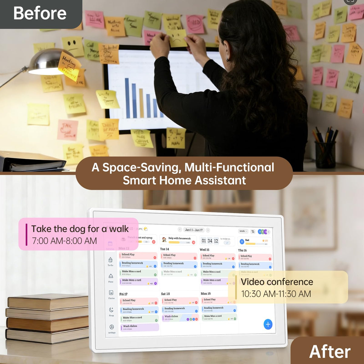 15.6" Digital Calendar Wall Touch Screen, Chore Chart, Photo Frame, Bases