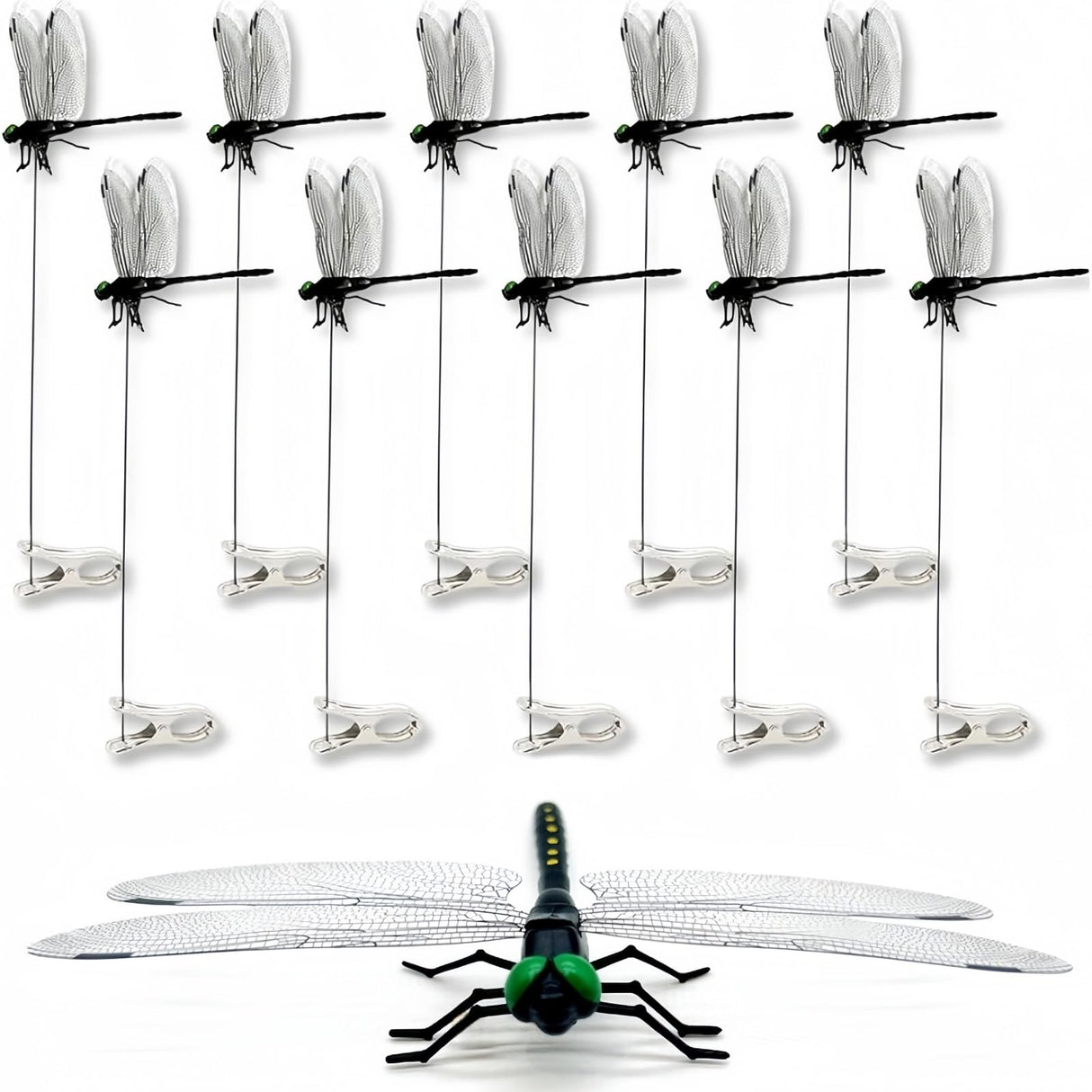 SXXSMYWR 2026 New Dragon Fly Clips for Bugs Repellent, 3D Artificial Dragonfly Hat Clip, Dragonfly Garden Decor (10PCS) (10, Black)