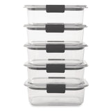 Rubbermaid Brilliance Tritan Plastic Food Storage Containers BPA Free Airtight Lids Ideal for Lunch Meal Prep & Leftovers Set of 5 (3.2 Cup)