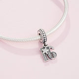 PANDORA 16th Celebration Dangle Charm - Bracelet Charm for PANDORA Moments Bracelets - Sterling Silver with Clear Cubic Zirconia - Gift for Her - Jewelry for Women with Gift Box