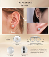”STUNNING FLAME“ 18K Gold Plated Sterling Silver Princess Cut Cubic Zirconia Stud Earrings for men women(w-7)