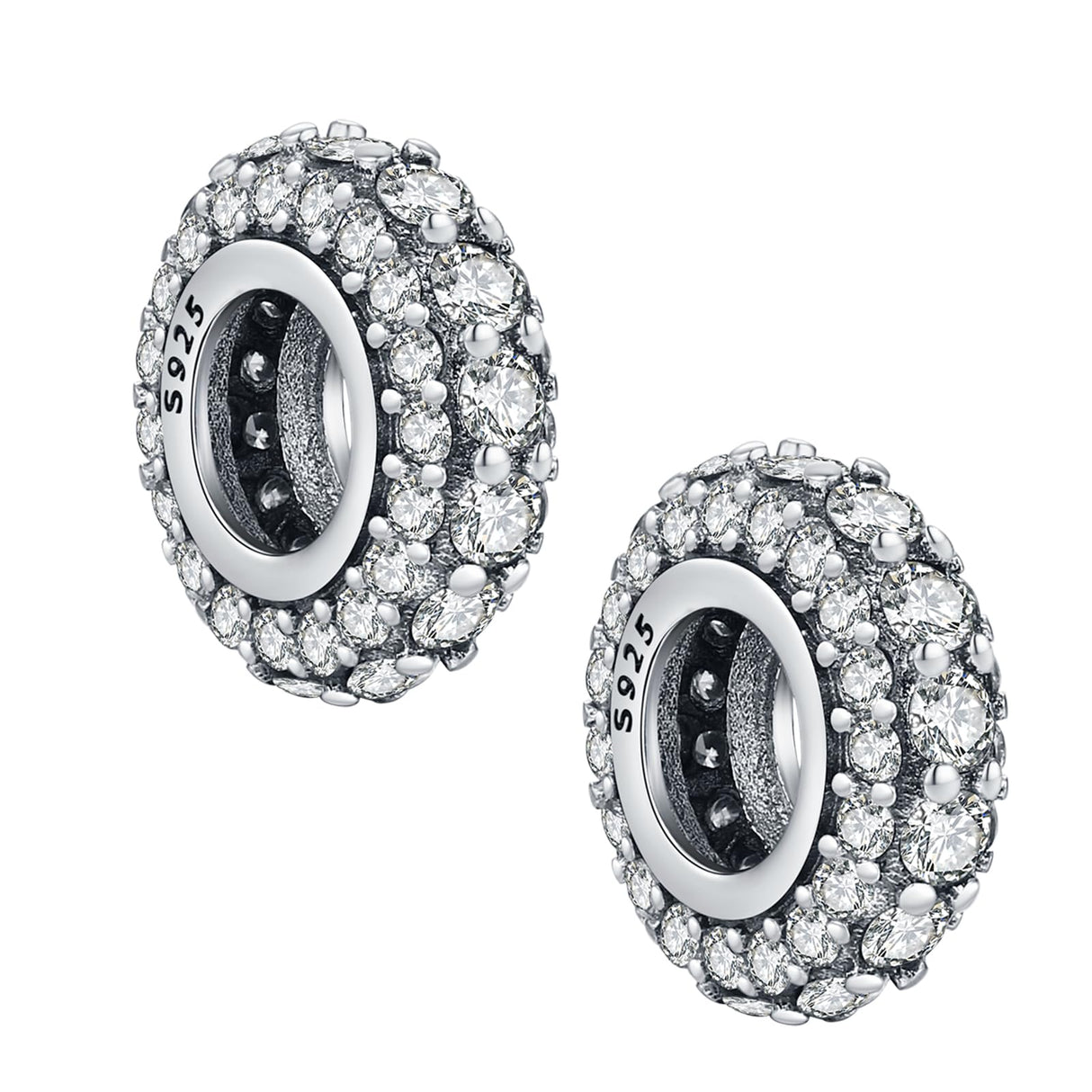 S925 Silver Spacer Stopper CZ Bead Charm for Pandora Bracelet Present Women
