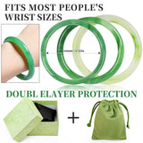 BOZAMBA 3 Pcs Natural Jade Bangle Bracelet for Women, 64mm Good Luck Bangle Wealth Healing Bracelet for Mother Grandmother, Christmas Birthday(light green)
