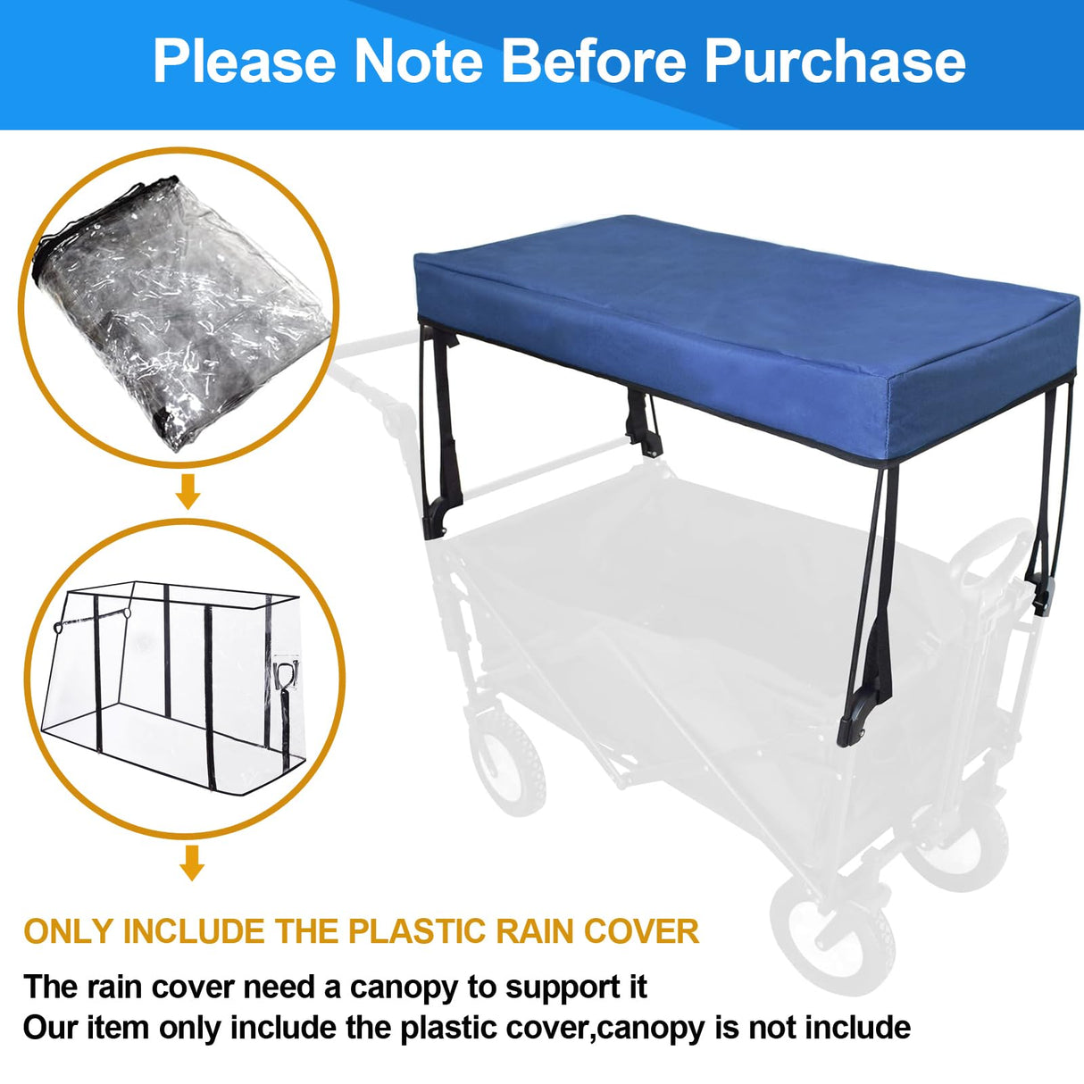 Waterproof Collapsible Wagon Rain & Sun Cover - Windproof UV-Resistant Canopy for Stroller/Trolley/Cart Accessories, Suit for Camping Picnic Garden Use