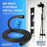 Klabb 80 Inch Extra Long Shower Hose, Matte Black Stainless Steel Shower Hose for Handheld Shower, Flexible Anti-Kink Design with 360° Reinforced PEX Inner Tube, 3.6 GPM, G1/2