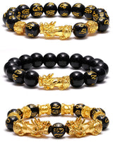 SOOWOOT Feng Shui Wealth and Luck Bracelet for Men and Women: 3Pcs Set with Pixiu and Black Obsidian, Brings Prosperity, Offers Protection, Attracts Good Fortune and Repels Evil Spirits