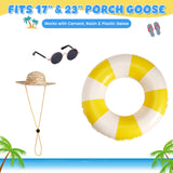 Bafeil Porch Goose Summer Outfit 3PCS Set, Straw Hat, Swim Ring, Sunglasses