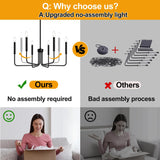 Black Chandelier, 6-Light Farmhouse Chandelier for Dining Room Lighting Fixtures Hanging, Dining Light Fixtures Industrial Modern Chandelier for Bedroom, Foyer, Hall, Kitchen, Living Room and Entryway