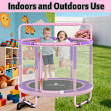 LANGXUN 60" Trampoline for Kids, 5ft Toddler Mini 6-in-1 Trampoline Indoor Outdoor with Swing, Basketball Hoop, Dart Board, Rings, Christmas Toys Birthday Gifts for Girls Boys