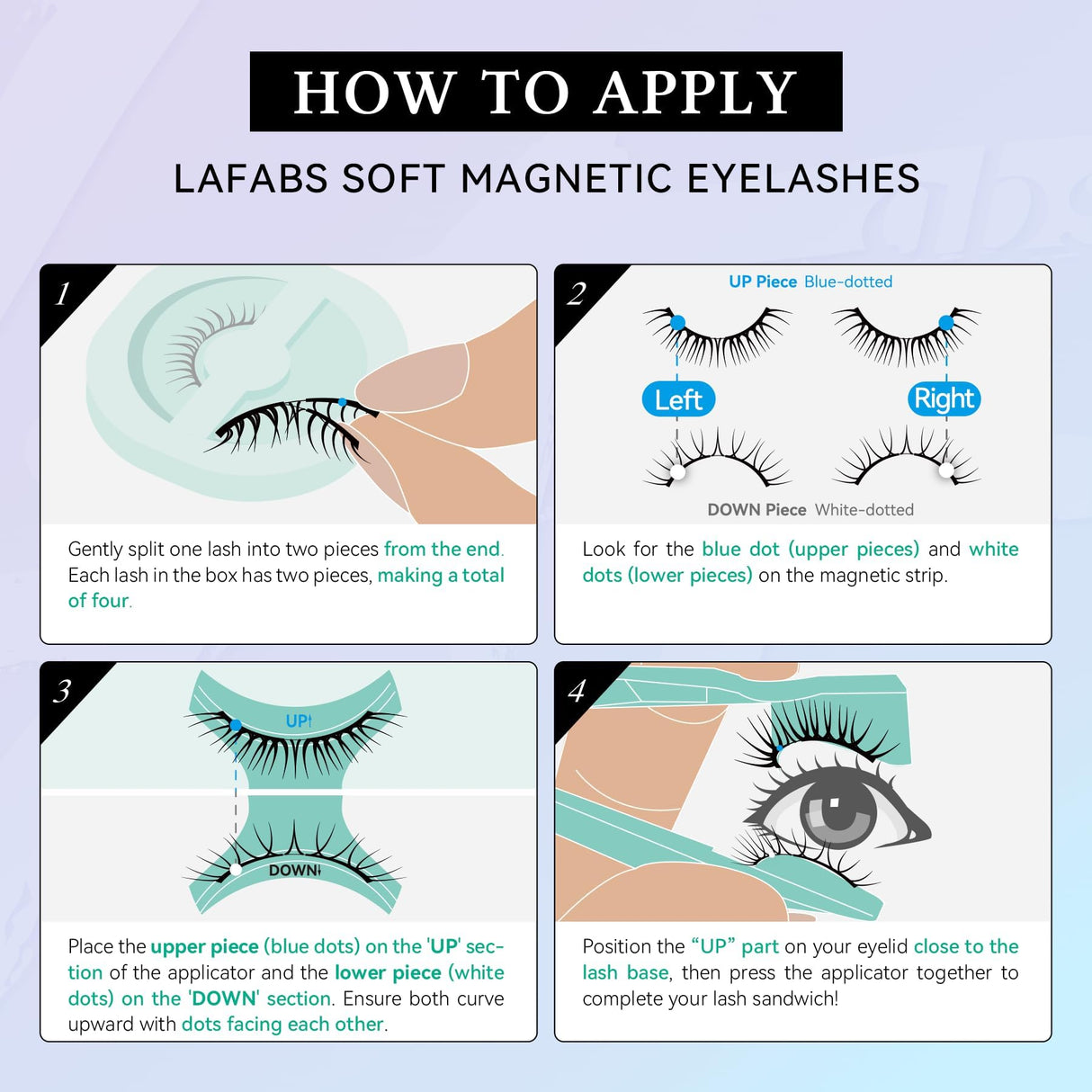 LAfabs Magnetic Eyelashes, Natural Series Magnetic lashes with applicator, Reusable Glue-free False Eyelashes, Waterproof, Lightweight Wispy lashes, Suit for Natural Makeup