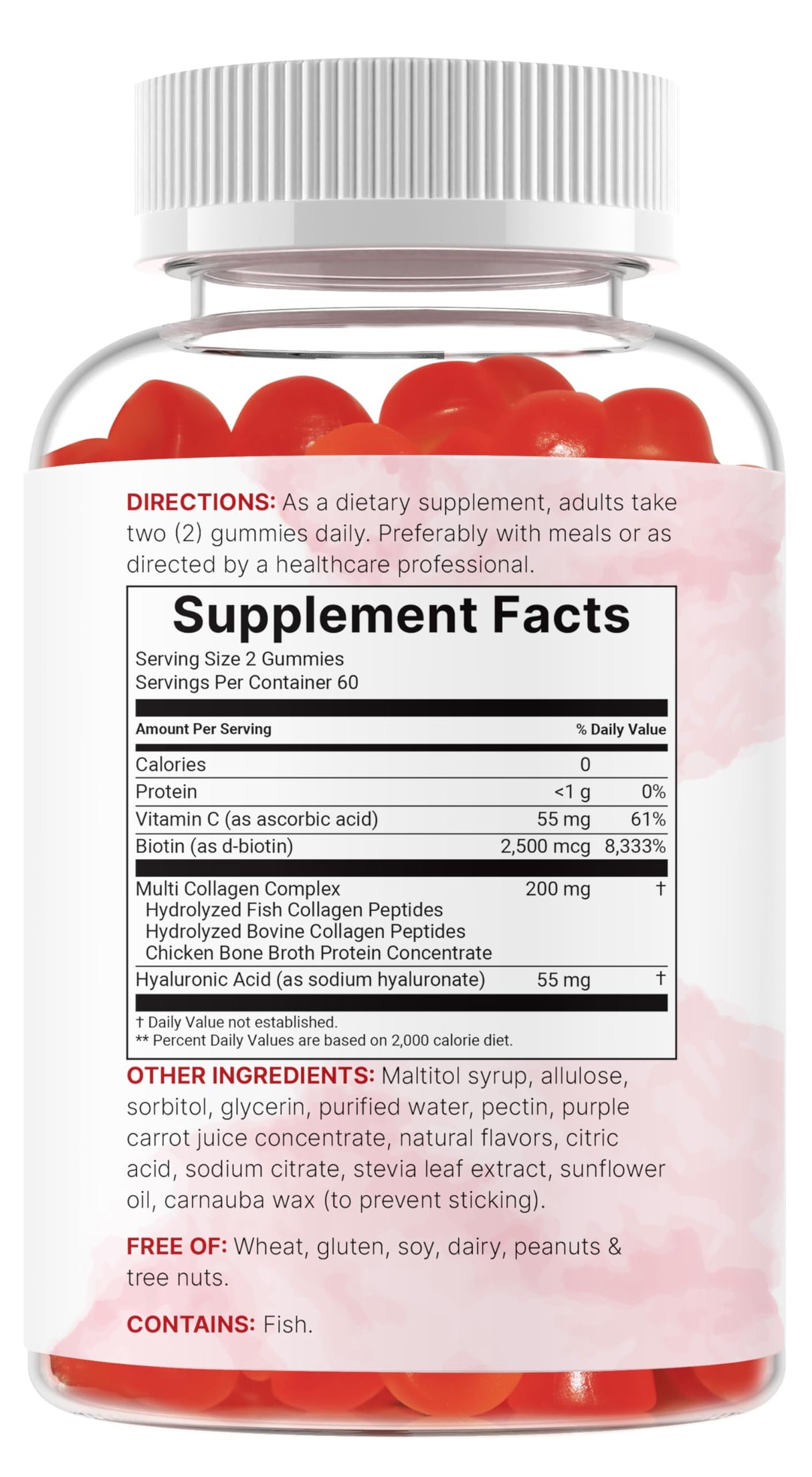 Micro Ingredients Multi Collagen Peptides, 120 Collagen Gummies | Type I,II,III,V,X Protein with Biotin, Hyaluronic Acid, & Vitamin C Complex | Pomegranate & Berry Flavored | Sugar Free, Non-GMO
