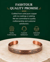 Fashtour Pure Copper Bracelet – Copper Bracelet for Men & Women – 100% Solid, Raw & Handmade Hammered Tibetan Cuff Bangle (Vintage Floral)