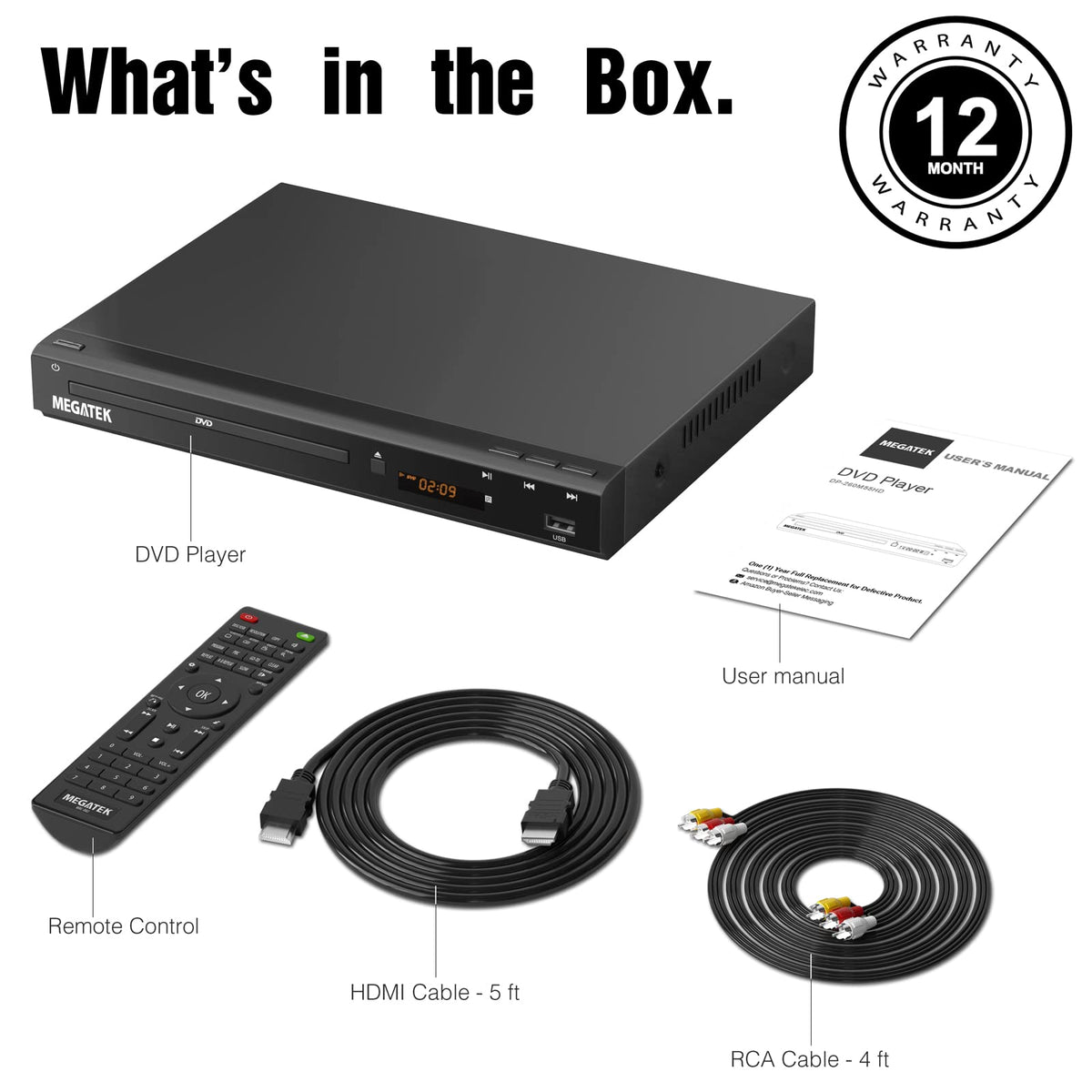 MEGATEK Region-Free DVD Player for TV with HDMI, USB & 1080p Upscaling