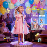 Stand Karaoke Machine for Kids, Christmas Singing Toys Gifts for 3 4 5 6 7 8 Year Old Girls Boys, Rechargeable Kid Microphone Bluetooth Speaker with 2 Mic for Girl Age 4-6 Toddler Birthday Party Toy