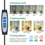 Eurbolan Plant Lights for Indoor Growing,2 in 1 Halo Grow Light with Clip,192 LED Full Spectrum Clip On Plant Grow Lights with 360°gooseneck,3 Spectrum Modes, 6/12/16Hrs Auto Time&5 Brightness 2 Pack
