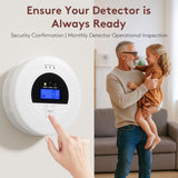 WiFi Carbon Monoxide & Smoke Detector 2-in-1 with Clear Display, Battery Powered, 85dB Warning, Test Button, Portable,Perfect for Bedroom,Living Room,RV, Essential for Family