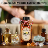 KEYWING 18 Pack 8oz Amber Glass Boston Round Bottles with Airtight Poly Cone Caps, Perfect Bottles for Homemade Vanilla Extract, Syrups, Essential Oils, Holiday & Christmas Gift