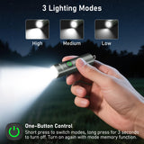 Blukar Rechargeable EDC Flashlight, Mini Keychain Flash Light with 3 Lighting Modes, Memory Function, Waterproof, Compact and Portable Pocket Light for Everyday Carry, Emergency,Camping-Gray