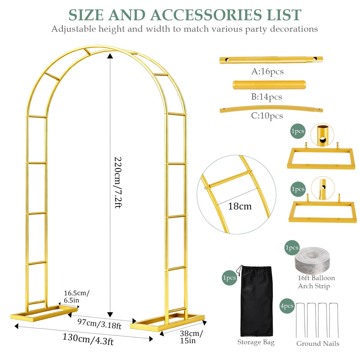 WellSign Balloon Arch Stand 7.2FTx4.3FT Trellis for Climbing Plants Outdoor
