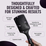 Ergo Ionic Paddle Hair Brush – Large Polishing Brush for Long-Lasting Shine, Detangling Brush for Wet & Dry Hair Care, Hair Styling Tool for Blow Drying (ER1000)