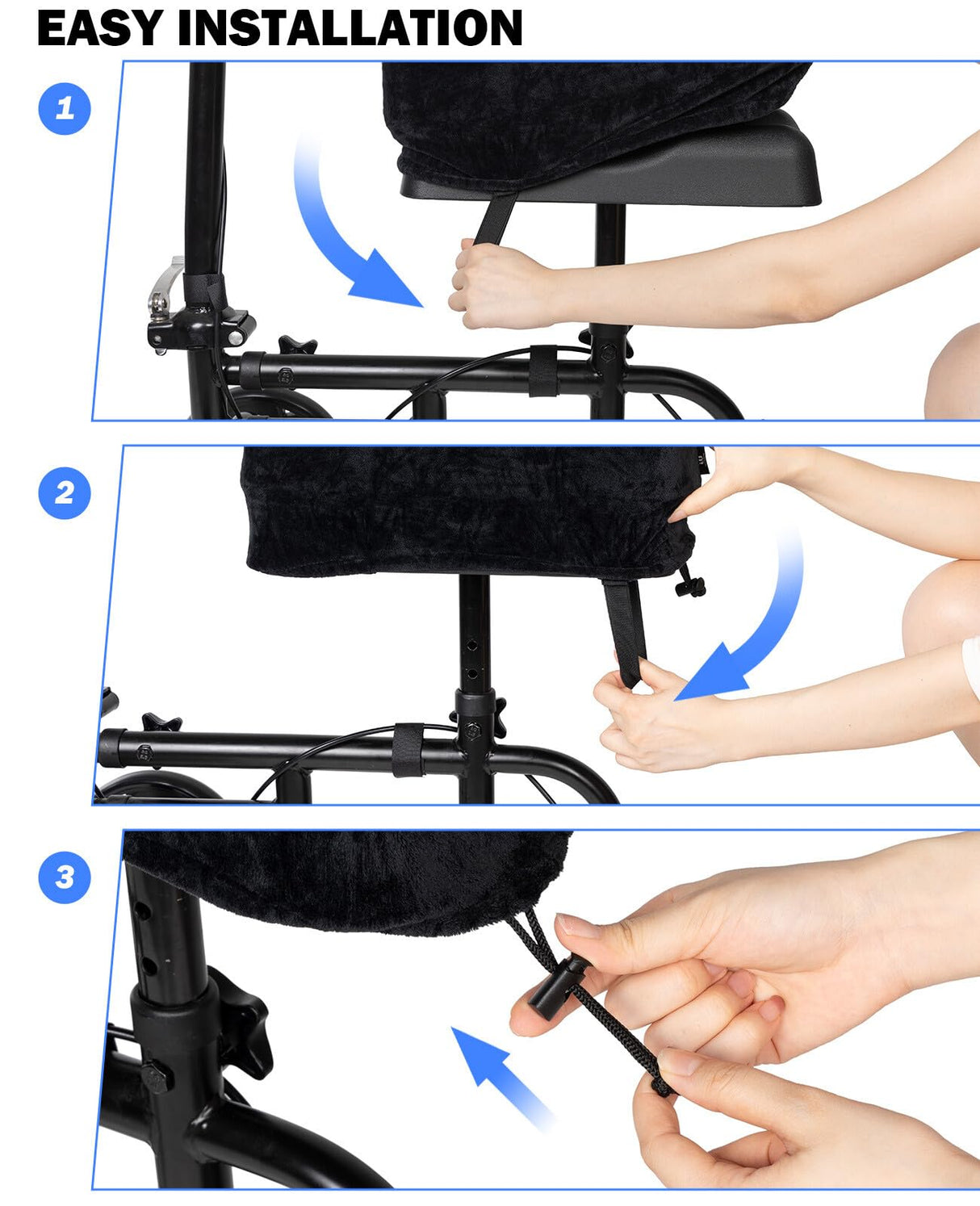 JOYTUTUS Knee Scooter Cushion Cover, Knee Scooter Pad for Comfort, 2.36" Thick Memory Foam Cushion Knee Walker Accessories with Removable Cover